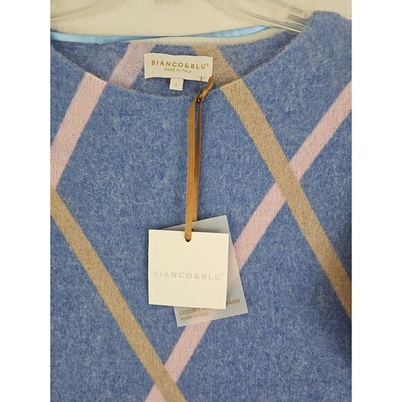 Bianco&Blu ~Woman Size L~ Argyre Blue Mohair Blend Sweater Luxury Made in Italy. - Picture 12 of 13